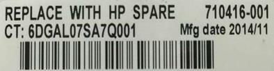 HP notebook battery label